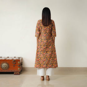 Orange - Natural Dyed Block Print Cotton Kalamkari Kurta 11