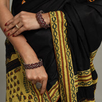 Black - Applique Patchwork Mul Cotton Tagai Ajrakh Saree 05