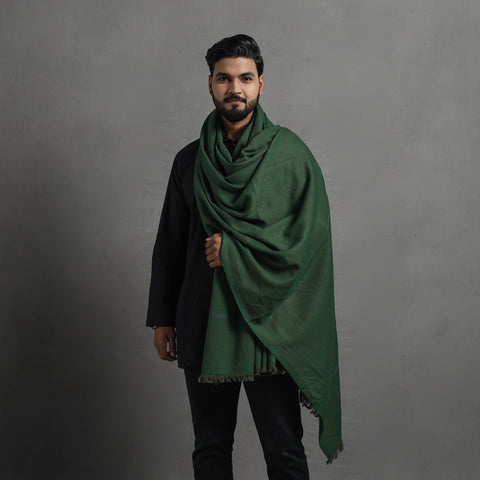 Green - Kumaun Handwoven Pure Merino Wool Shawl for Men 02