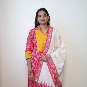 Pink - Handloom Cotton Pochampally Ikat Kurta Set 01
