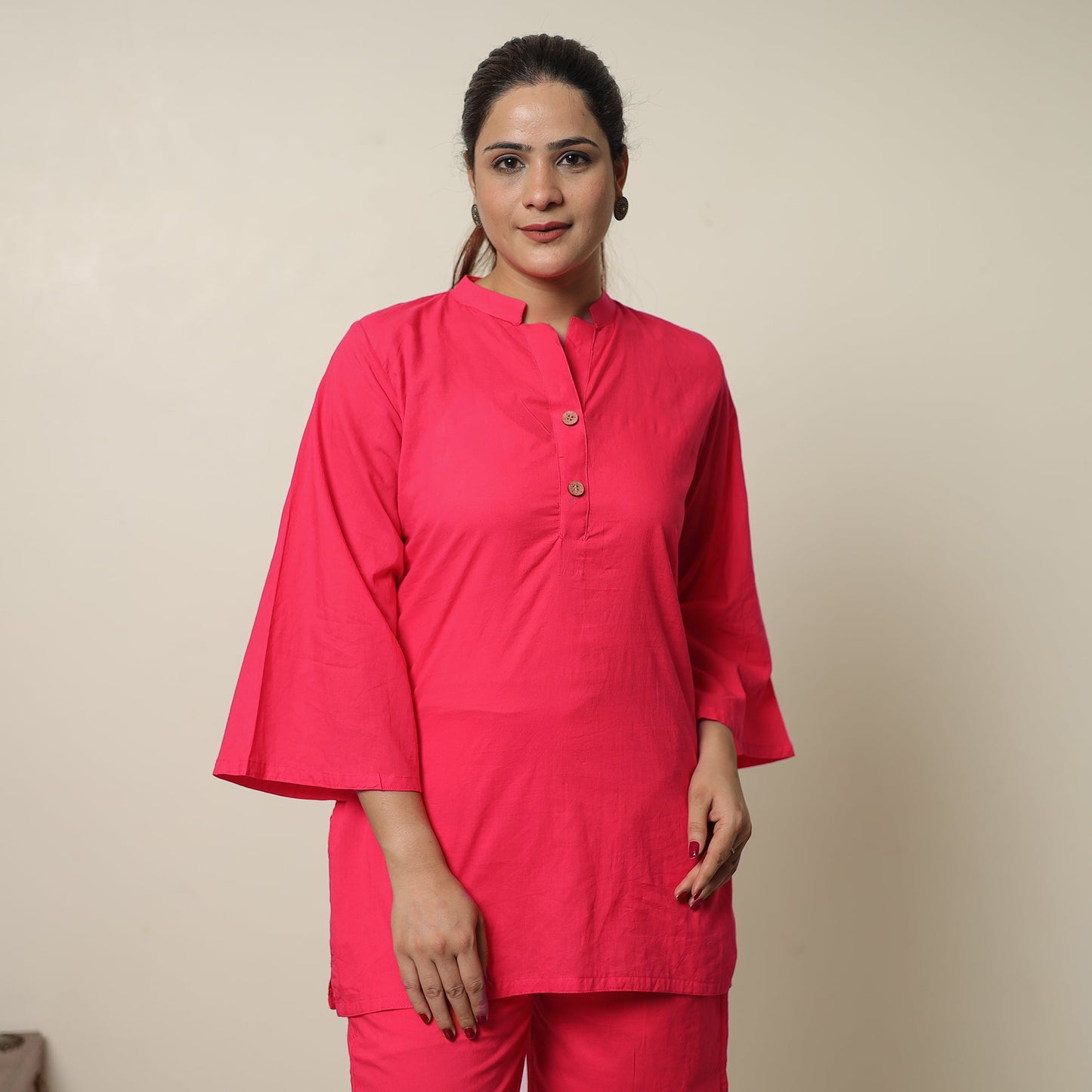 Red - Plain Dyed Cotton Co-Ord Set 11