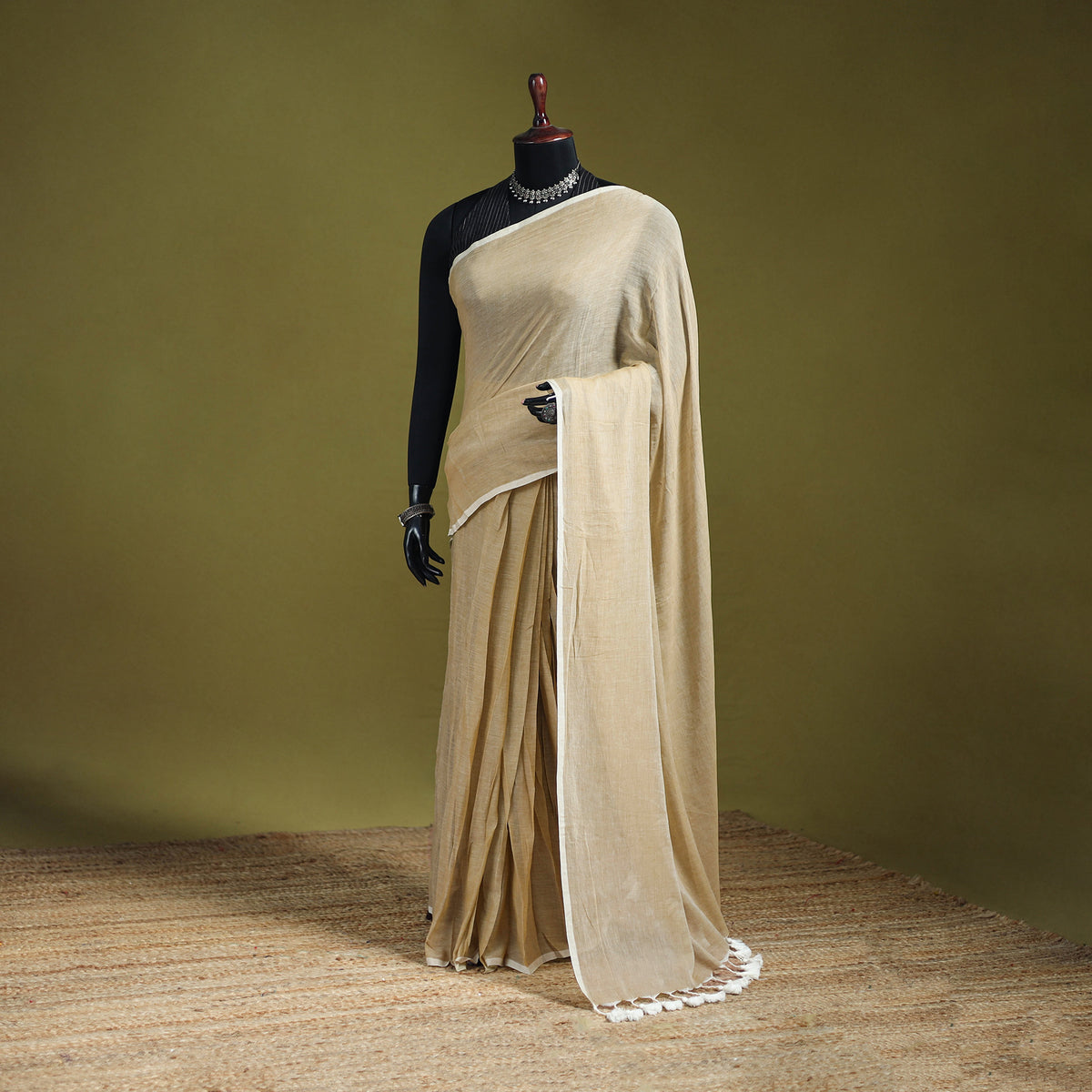 Plain Pure Mul Cotton Ready To Wear Saree 11