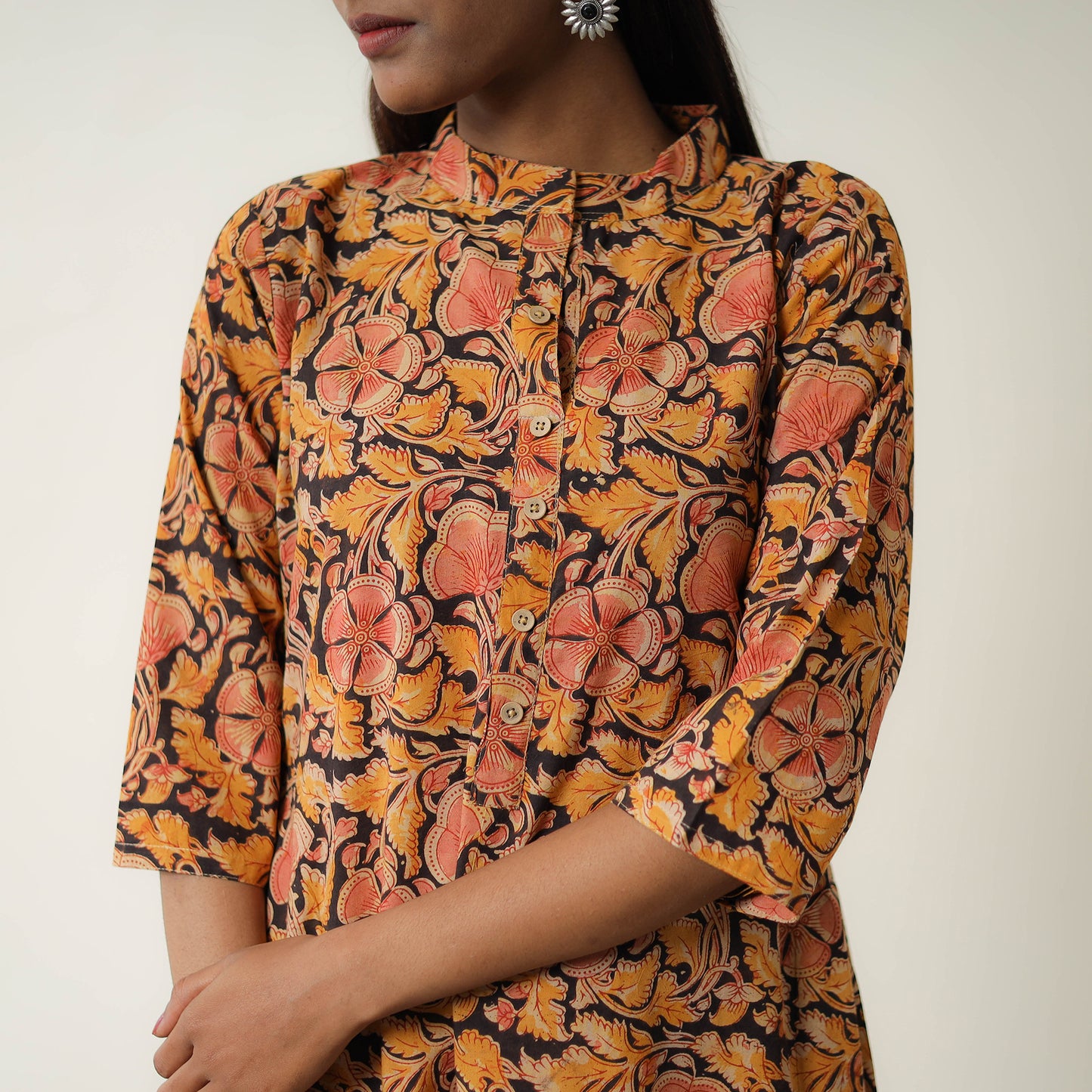 Natural Dyed Block Print Cotton Kalamkari Kurta 11