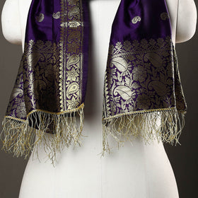 Purple - Brocade Handloom Silk Nakshi Buti Banarasi Stole 27