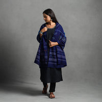 Blue - Kutch Mirror Work Handwoven Bandhani Bagida Woolen Shawl 06