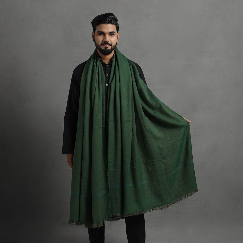 Green - Kumaun Handwoven Pure Merino Wool Shawl for Men 02