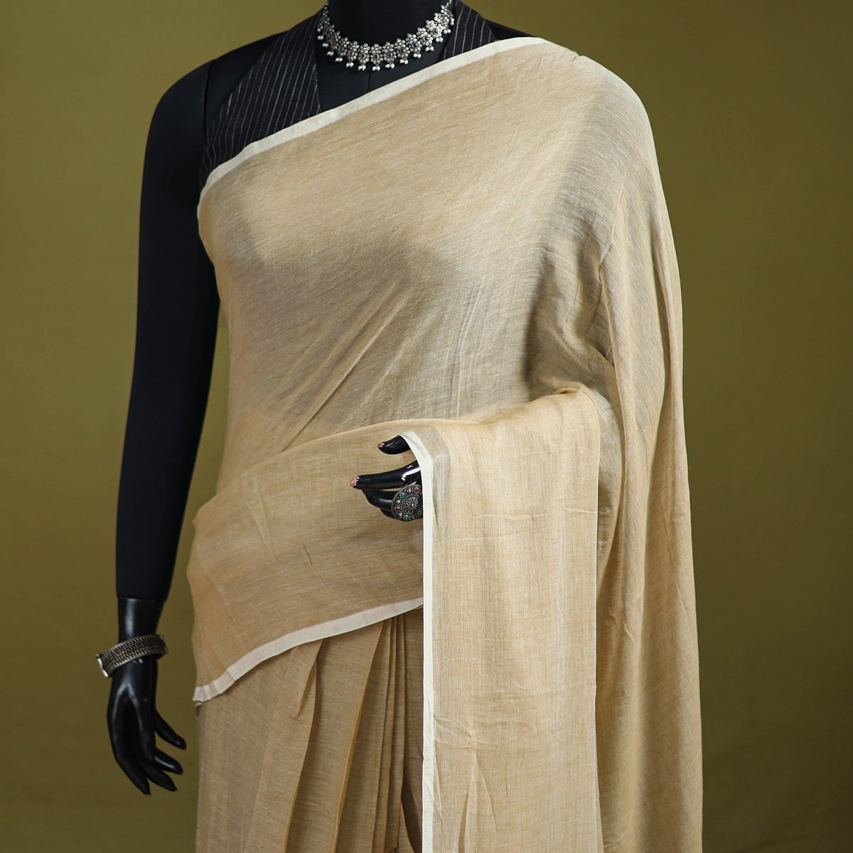 Plain Pure Mul Cotton Ready To Wear Saree 11