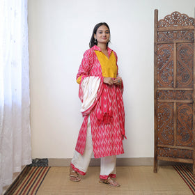Pink - Handloom Cotton Pochampally Ikat Kurta Set 01