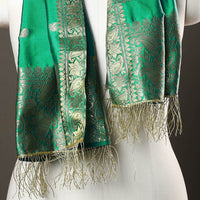 Green - Brocade Handloom Silk Nakshi Buti Banarasi Stole with Tassels 26