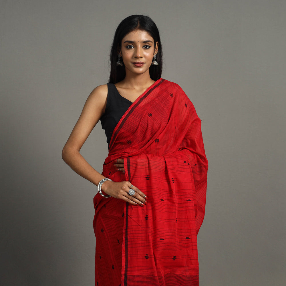 Red - Bellan Buta Cotton Handloom Saree 45