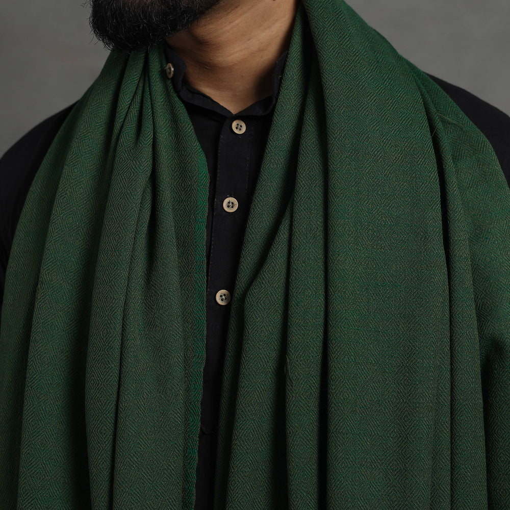 Green - Kumaun Handwoven Pure Merino Wool Shawl for Men 02