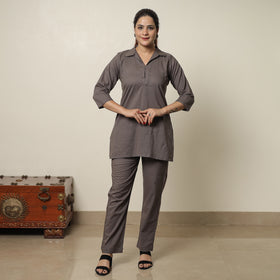 Brown - plain dyed cotton co-ord set 13 - handcrafted