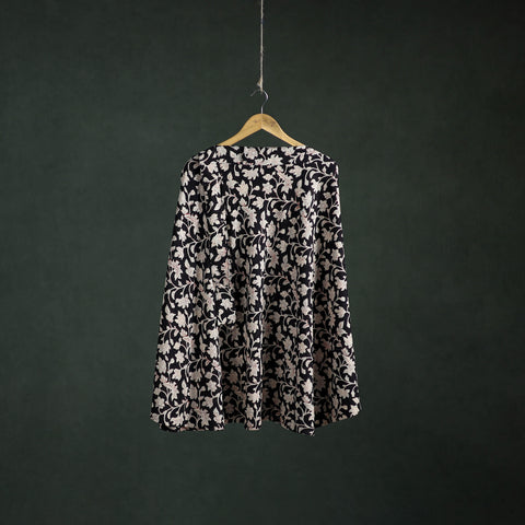 Black - Bagru Hand Block Print Cotton Wrap Around Skirt 84