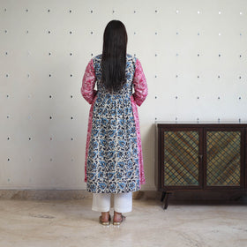 Buy Cotton Flared Batik Print Pink Kurta for Women