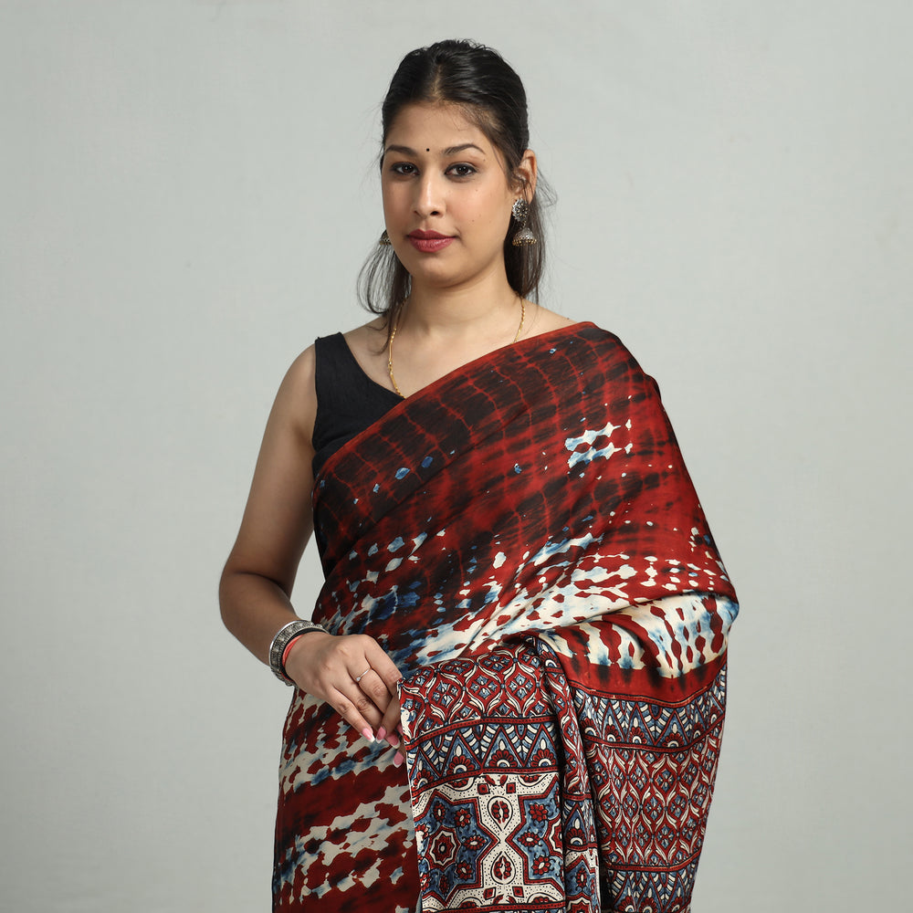 Ajrakh Modal Silk Saree