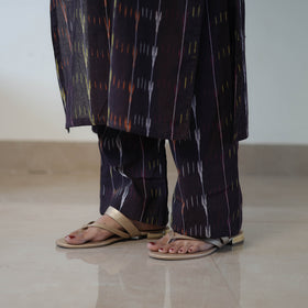Black Handloom Cotton Pochampally Ikat Kurta Set with Dupatta