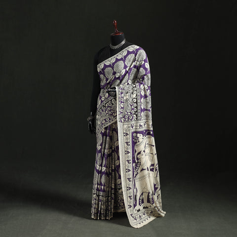 Beige - Kalamkari Printed Cotton Saree 57
