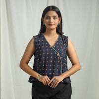 Blue - Ajrakh Block Printed Cotton Crop Top 14