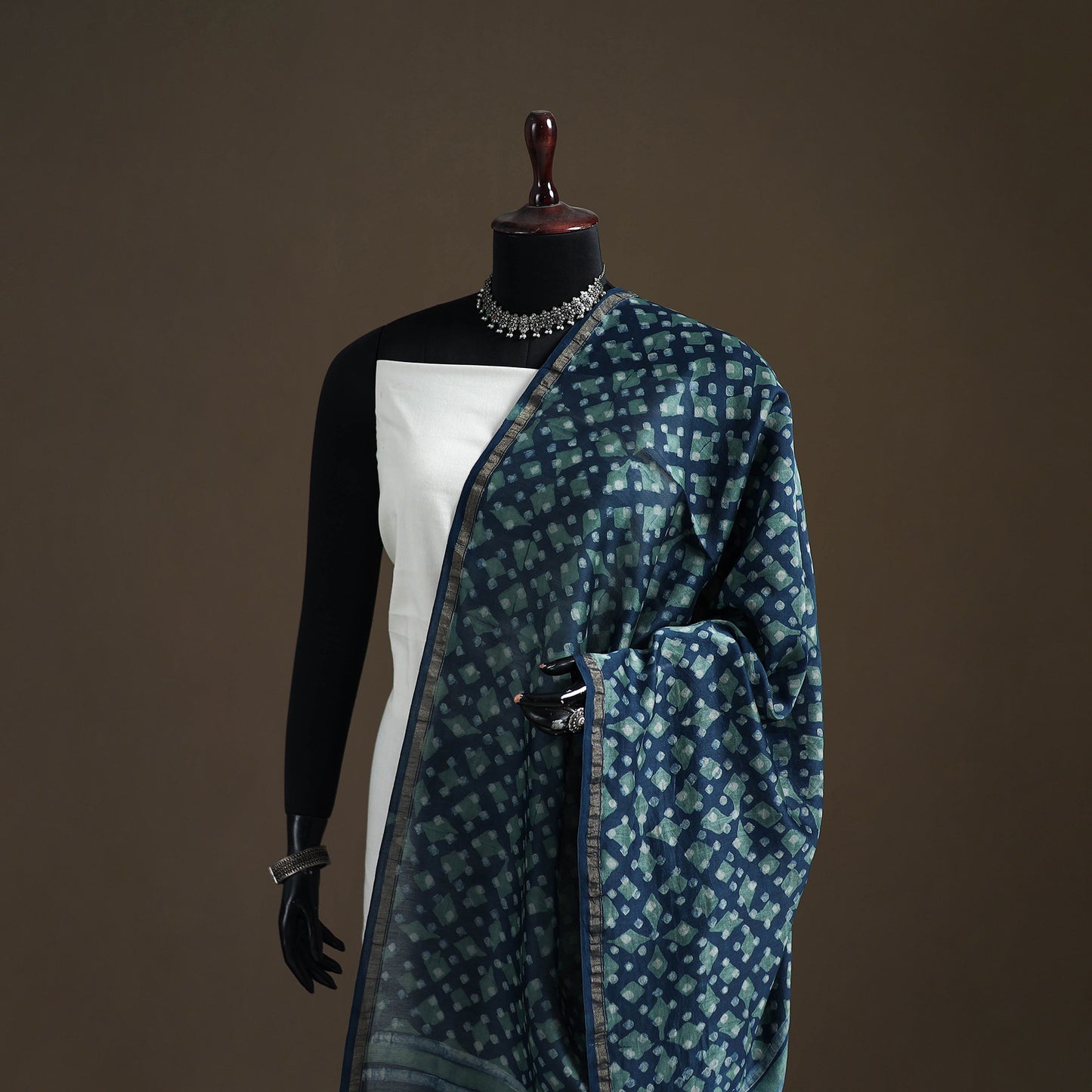 Akola Dabu Hand Block Print Chanderi Silk Handloom Dupatta 11