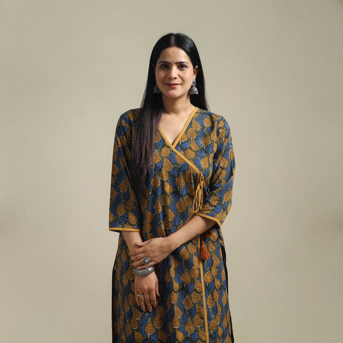 Multicolor - Bagru Hand Block Print Natural Dyed Cotton Straight Kurta for women 02