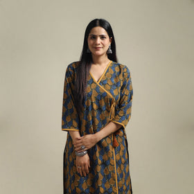 Multicolor - Bagru Hand Block Print Natural Dyed Cotton Straight Kurta for women 02