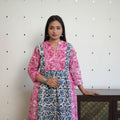 Buy Cotton Flared Batik Print Pink Kurta for Women