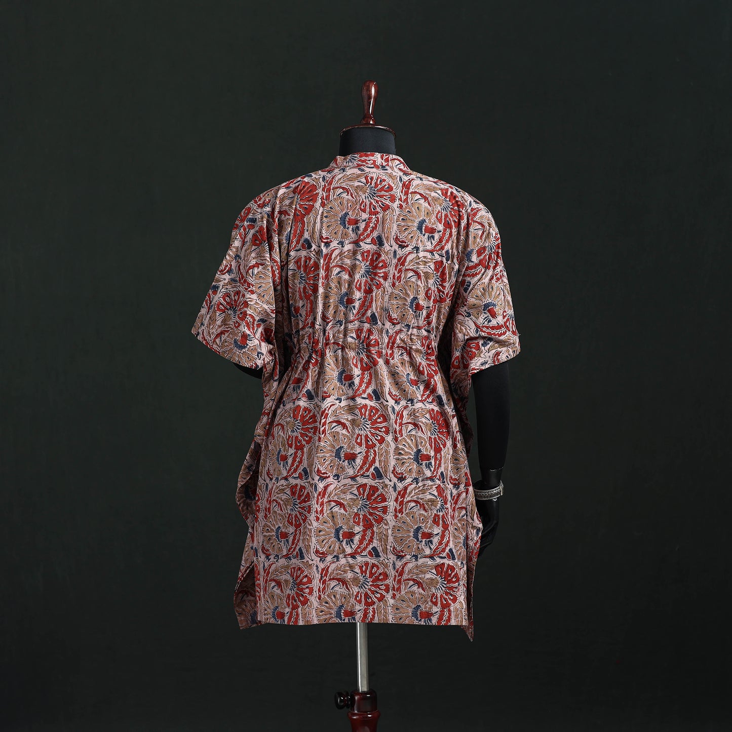 Pink - Kalamkari Hand Block Print Natural Dyed Cotton Kaftan (Short) 26