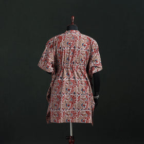 Pink - Kalamkari Hand Block Print Natural Dyed Cotton Kaftan (Short) 26