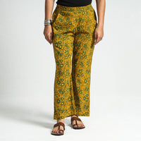 Yellow - Ajrakh Block Printed Cotton Elasticated Pant