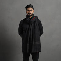 Black - Kumaun Handwoven Pure Merino Wool Shawl for Men 03