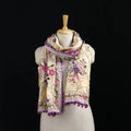 Ranihati Chanderi Silk Hand Embroidered Stole with Pom Pom 213