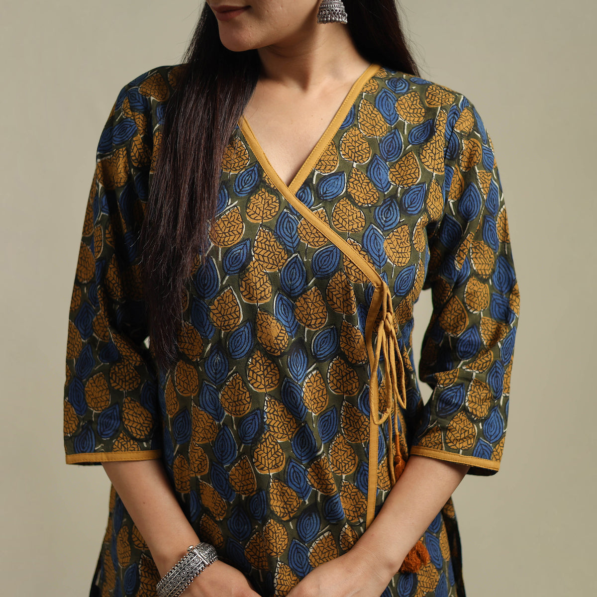 Multicolor - Bagru Hand Block Print Natural Dyed Cotton Straight Kurta for women 02