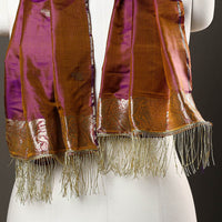 Purple - Brocade Handloom Pure Silk Banarasi Stole with Tassels 03