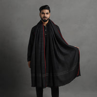 Black - Kumaun Handwoven Pure Merino Wool Shawl for Men 03