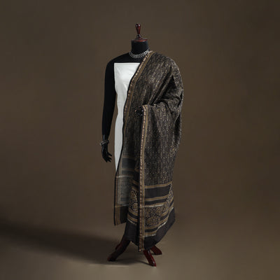 Akola Dabu Hand Block Print Chanderi Silk Handloom Dupatta 12