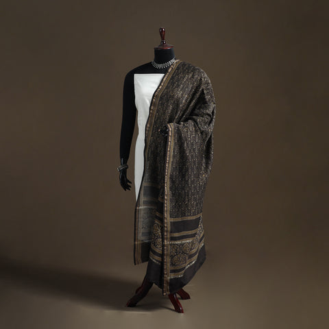 Akola Dabu Hand Block Print Chanderi Silk Handloom Dupatta 12