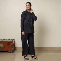 Black - Plain Dyed Cotton Co-Ord Set 02