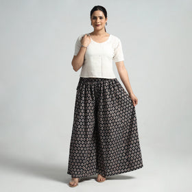 Buy Ajrakh Hand Block Printed Cotton Flared Palazzo Online at iTokri.com