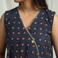 Blue - Ajrakh Block Printed Cotton Crop Top 14