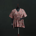 Peach - Kalamkari Hand Block Print Natural Dyed Cotton Kaftan (Short) 27