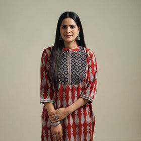 Red - Bagh Hand Block Print Natural Dyed Cotton Straight Kurta for women 03