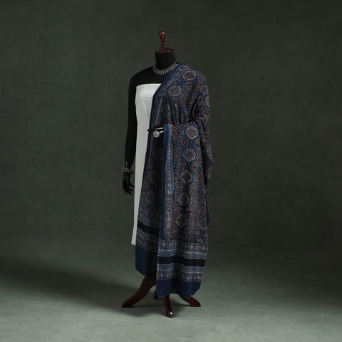 Pure Mul Cotton Kutch Hand Block Print Natural Dyed Ajrakh Dupatta 88
