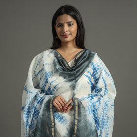 Exclusive!! Handloom Shibori Tie-Dye Chanderi Silk Dupatta with Zari Border 60 