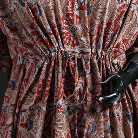 Peach - Kalamkari Hand Block Print Natural Dyed Cotton Kaftan (Short) 27