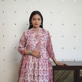 Buy Brown Cotton Flared Batik Print Kurta