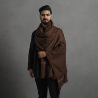 Brown - Kumaun Handwoven Pure Merino Wool Shawl for Men 04