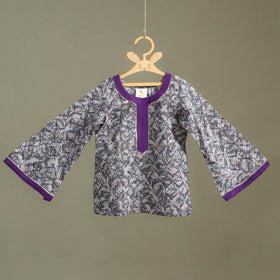 Girls Gota Work Floral Block Print Cotton Kurta with Sharara Set (3-4 Years) 30