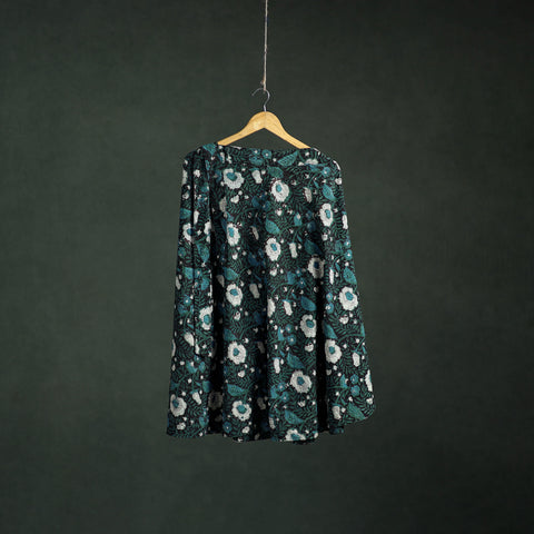 Green - Bagru Hand Block Print Cotton Wrap Around Skirt 87