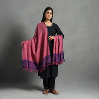 Pink - Kumaun Handwoven Pure Merino Wool Shawl for Women 16