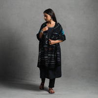 Black - Kutch Mirror Work Handwoven Bandhani Bagida Woolen Shawl 08